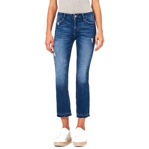 DL1961 Lara Mid Rise Cropped Flare Raw Release Hem Jeans Elmwood Wash (Dark)